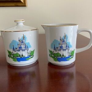 Vintage 1970's Walt Disney Production Creamer & Sugar Cinderellas Castle